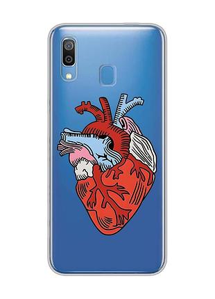 Прозрачный чехол для samsung galaxy a30 (2019)/a20 (2019) :: сердце анатомическое (принт 250)
