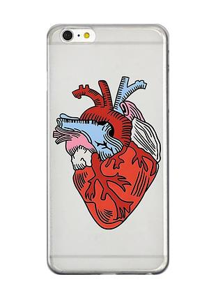 Прозрачный чехол на iphone 6+/6 plus :: сердце анатомическое (принт 250)