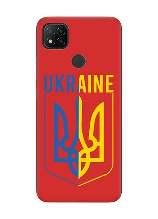 Матовый чехол с красными боками на xiaomi redmi 9c/10a тризуб (принт 254)