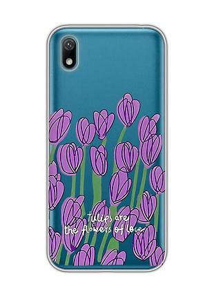 Прозорий чохол для huawei y5 2019 / honor 8s тюльпани (принт 265)