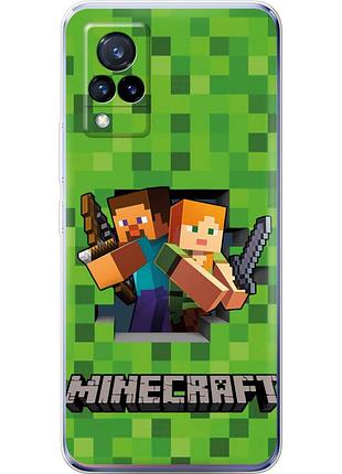 Чехол силиконовый с картинкой на vivo v21 (майнкрафт, minecraft)