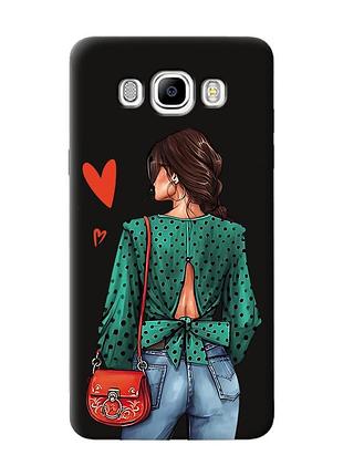 Матовий чохол з чорними боками на samsung galaxy j7(2016) j710 дівчина в зеленому (принт 224)