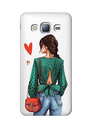 Прозрачный чехол на samsung galaxy j3 2016 (j310) девушка в зеленом (принт 224)