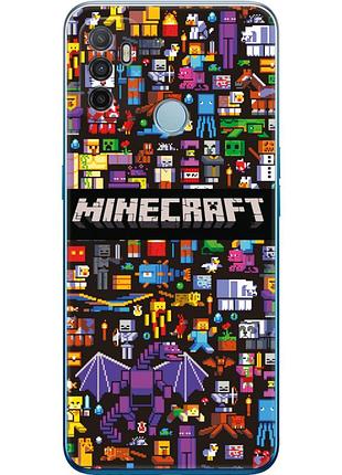 Чехол силиконовый с картинкой на oppo a53 (майнкрафт, minecraft)