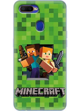 Чохол силіконовий з картинкою на oppo a5s (майнкрафт, minecraft)