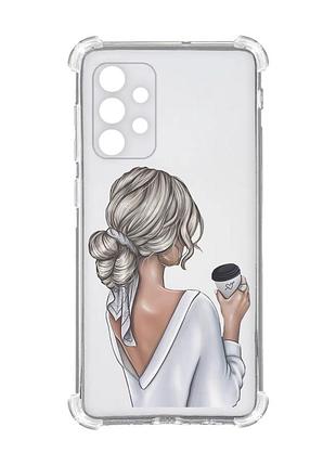 Чохол із потовщеними кутами на oppo a72 5g дівчина з латте (принт 227)