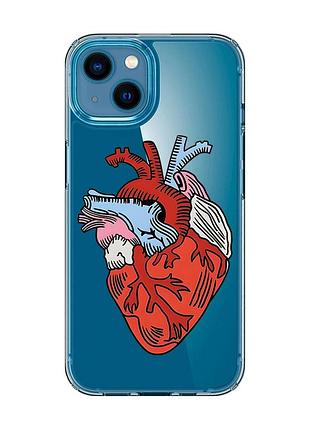 Прозрачный чехол для iphone 13 mini :: сердце анатомическое (принт 250)