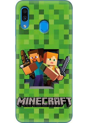 Чехол силиконовый с картинкой на samsung galaxy a20 (a205) (майнкрафт, minecraft)