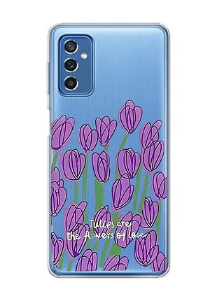 Прозрачный чехол на samsung galaxy m52 тюльпаны (принт 265)