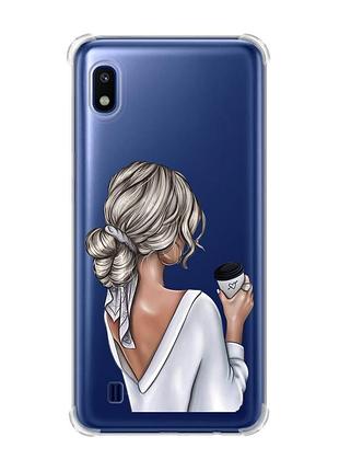 Чехол с утолщёнными углами для samsung galaxy a10 (2019)/a105 девушка с латте (принт 227)
