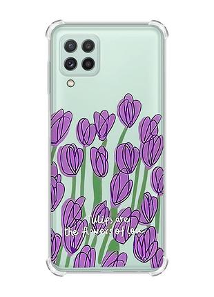 Чехол с утолщёнными углами на samsung galaxy a22 5g / a22s 5g тюльпаны (принт 265)