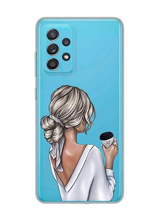 Прозорий чохол на samsung galaxy a52 :: дівчина з латте (принт 227)