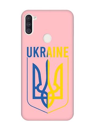 Матовий чохол з рожевими боками на samsung galaxy a11 тризуб (принт 254)