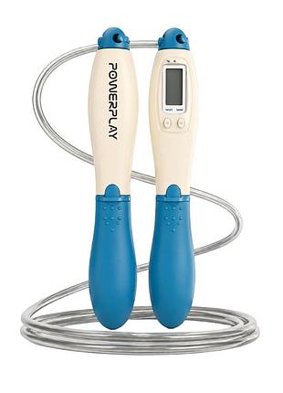 Скакалка со счетчиком powerplay 4216 jump rope синяя 2.8 см.