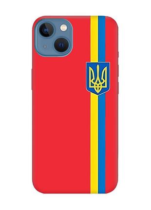 Матовый чехол с красными боками на apple iphone 13 :: лента украина (принт 253)