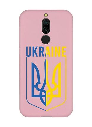 Матовый чехол с розовыми боками на xiaomi redmi 8 тризуб (принт 254)