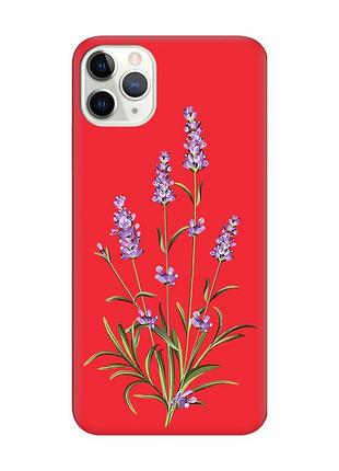 Матовый чехол с красными боками на iphone 11 pro max (6.5) :: веточки лаванды (принт 266)