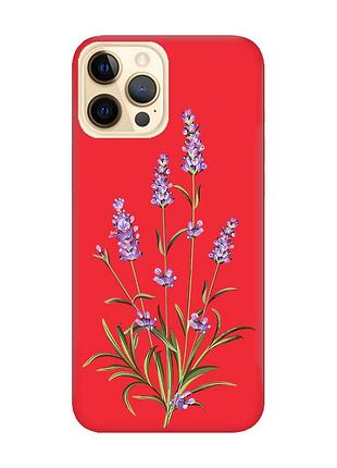 Матовый чехол с красными боками на apple iphone 12 pro max :: веточки лаванды (принт 266)