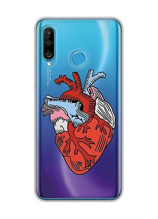 Прозрачный чехол на huawei p30 lite :: сердце анатомическое (принт 250)