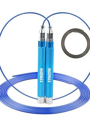Скакалка скоростная на подшипниках алюминиевая madmax mfa-286 speed jump rope blue