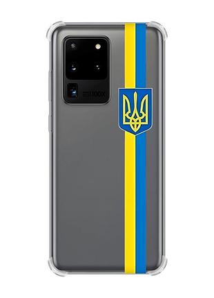Чехол с утолщёнными углами для samsung galaxy s20 ultra :: лента украина (патриотический принт 253)
