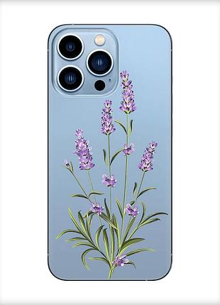 Прозорий чохол на apple iphone 13 pro max :: гілочки лаванди (принт 266)