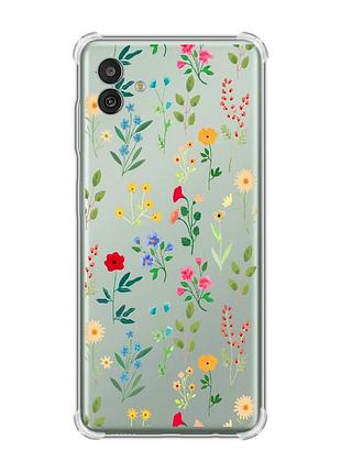 Чехол с утолщёнными углами на samsung galaxy m13 5g :: цветочный фон (принт 269)