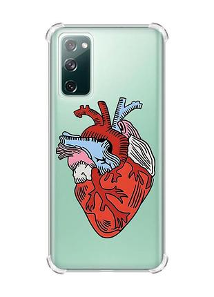 Прозорий чохол з потовщеними кутками на galaxy s20 fe :: серце анатомічне (принт 250)