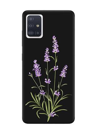 Матовий чохол з чорними боками на samsung galaxy a51 :: гілочки лаванди (принт 266)