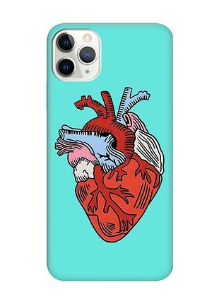 Матовый чехол с бирюзовыми боками на iphone 11 pro max (6.5) :: сердце анатомическое (принт 250)