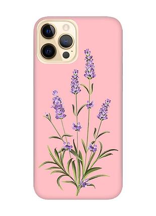 Матовый чехол с розовыми боками на apple iphone 12 pro max :: веточки лаванды (принт 266)
