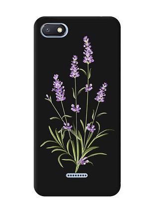 Матовий чохол з чорними боками на xiaomi redmi 6a :: гілочки лаванди (принт 266)