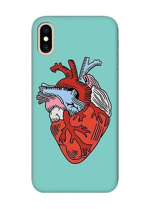 Матовий чохол з бірюзовими боками на iphone xs max :: серце анатомічне (принт 250)