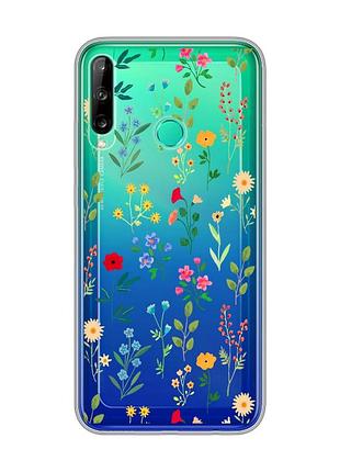 Прозрачный чехол для huawei р40 lite e / y7p :: цветочный фон (принт 269)
