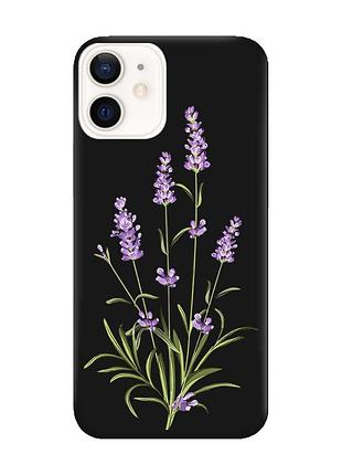 Матовий чохол з чорними боками на apple iphone 12/12 pro (6.1) :: гілочки лаванди (принт 266)