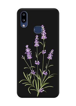 Матовый чехол с черными боками на samsung galaxy a10ѕ a107 :: веточки лаванды (принт 266)