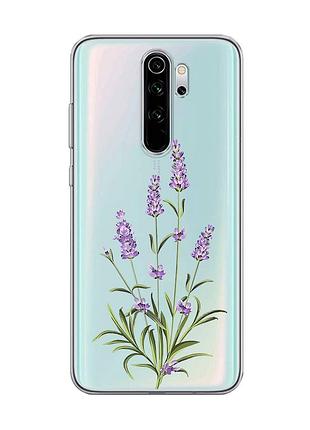 Прозрачный чехол на xiaomi redmi note 8 pro :: веточки лаванды (принт 266)