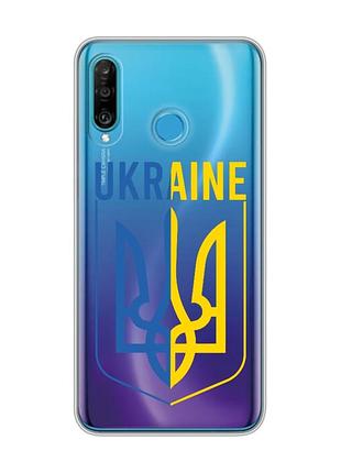 Прозрачный чехол на huawei p30 lite тризуб (принт 254)