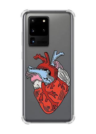 Чехол с утолщёнными углами для samsung galaxy s20 ultra :: сердце анатомическое (принт 250)
