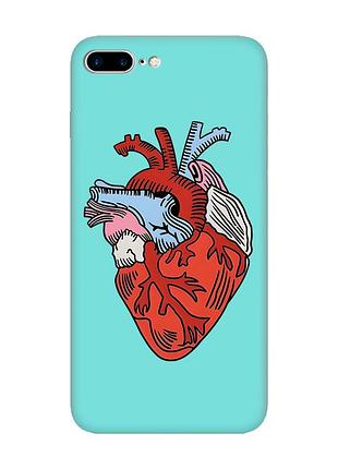 Матовый чехол с бирюзовыми боками на apple iphone 7 plus/8 plus :: сердце анатомическое (принт 250)