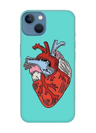 Матовий чохол з бірюзовими боками на apple iphone 13 :: серце анатомічне (принт 250)