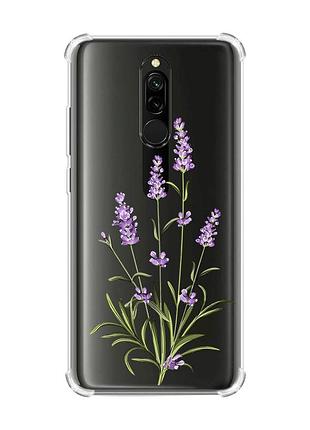 Чехол с утолщенными углами на xiaomi redmi 8 :: веточки лаванды (принт 266)