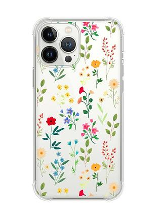 Чехол с утолщёнными углами на iphone 14 pro :: цветочный фон (принт 269)