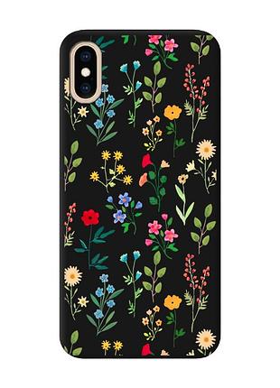 Матовий чохол з чорними боками на iphone xs max :: квітковий фон (принт 269)