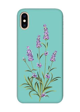Матовый чехол с бирюзовыми боками на iphone xs max :: веточки лаванды (принт 266)