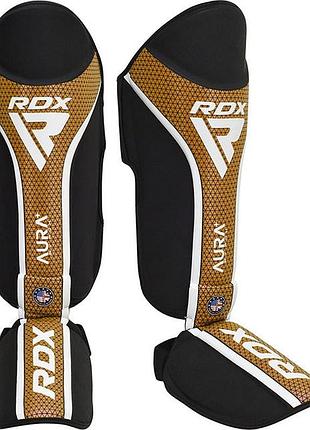 Защита голени и стопы rdx shin instep aura plus t-17 black golden xl