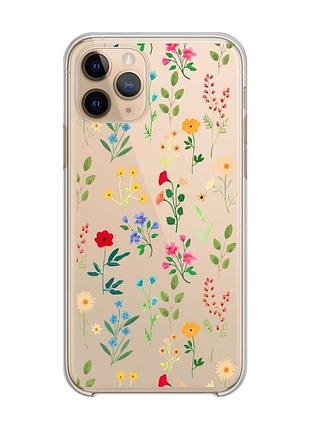 Прозрачный чехол на apple iphone 11 pro (5,8) :: цветочный фон (принт 269)