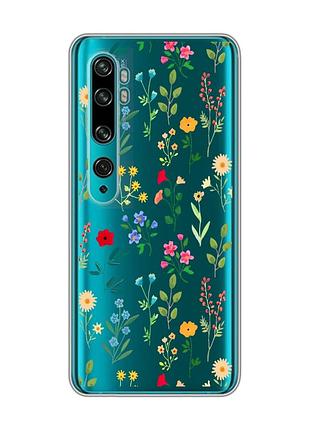 Прозрачный чехол на xiaomi mi note 10/note 10 pro :: цветочный фон (принт 269)