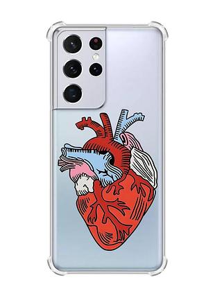 Чохол з потовщеними кутами на samsung galaxy s21 ultra :: серце анатомічне (принт 250)