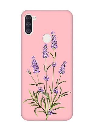 Матовий чохол з рожевими боками на samsung galaxy a11 :: гілочки лаванди (принт 266)